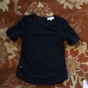 Navy lace sheer blouse